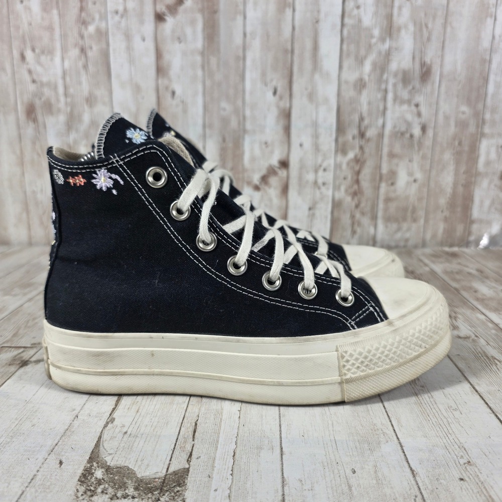 Converse Chuck Taylor All Star Lift Platform High Top Floral Black Size 6